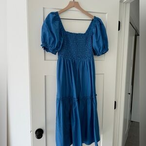 Abercrombie & Fitch Blue Emerson Poplin Midi Dress